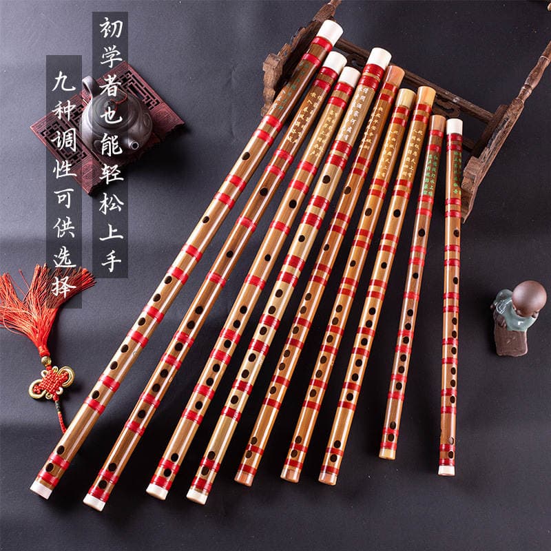 Wholesale single-section flute carved poems C/D/E/F/G/A/drop E tune A cross-section bamboo flute playing national musical instruments 3
