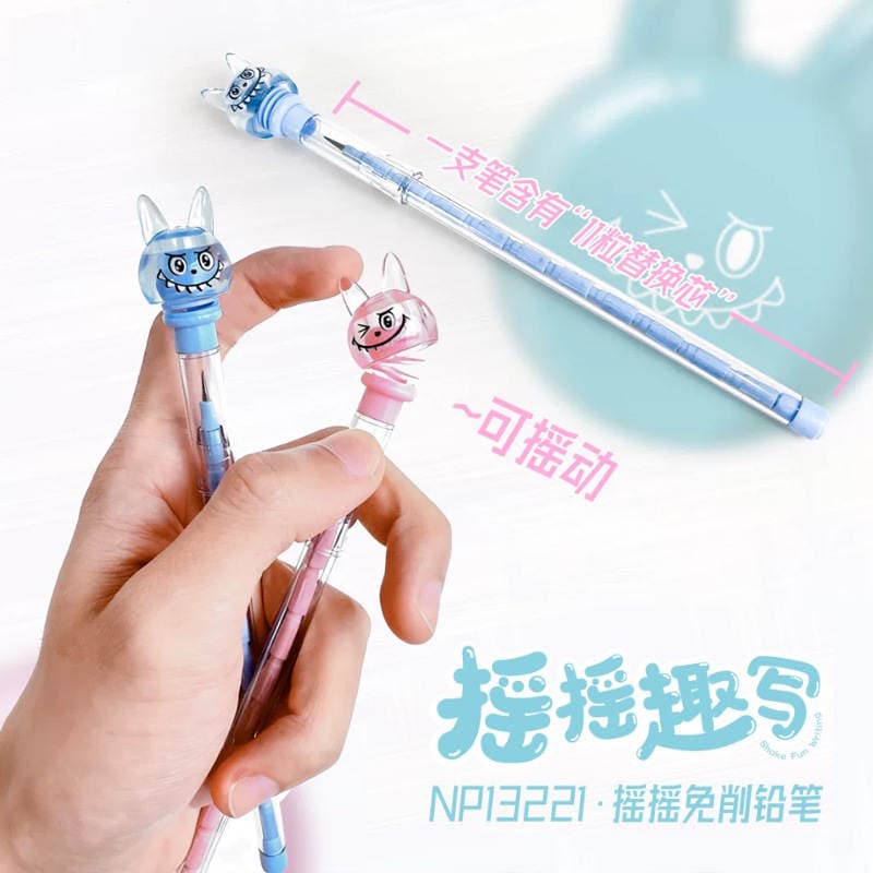 Blue Print 13221 No-Sharpening Pencil Internet Celebrity Labubu Shaking Cartoon Pencil for Children with Replaceable Core Egg-Layering Pencil 3