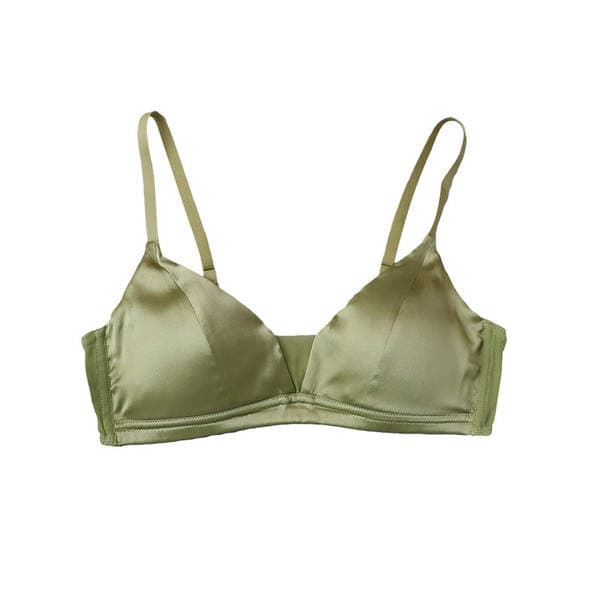Mulberry silk satin silky non-empty cup bra summer simple comfortable breathable silk smooth French triangle cup