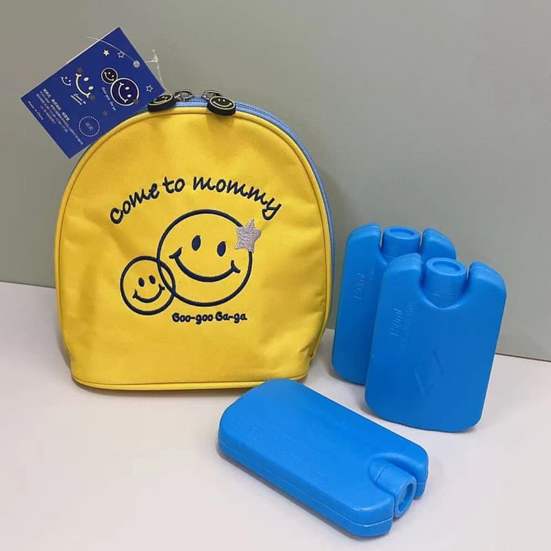 Yellow back milk bag 3 blue ice