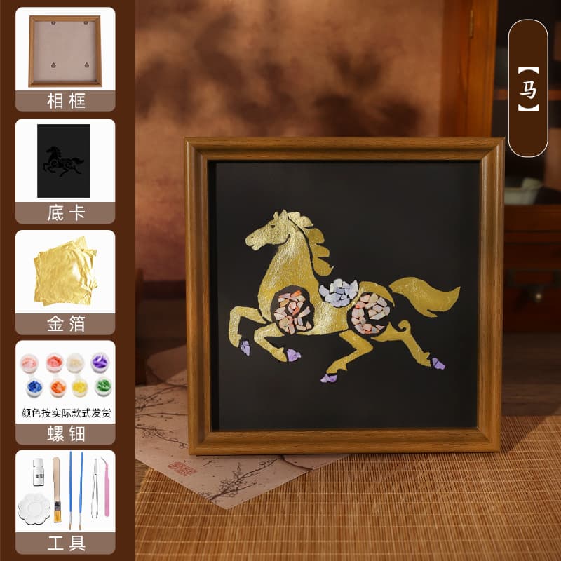[horse] gold foil mother-of-pearl painting material package