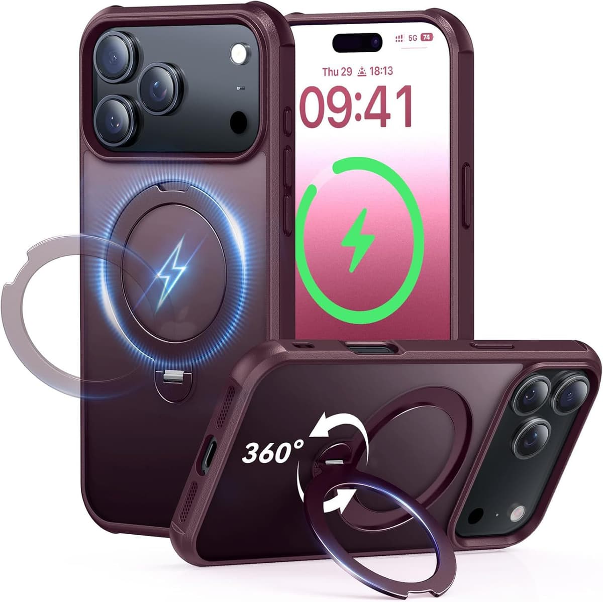 Burgundy [360 pivot magnetic stand]