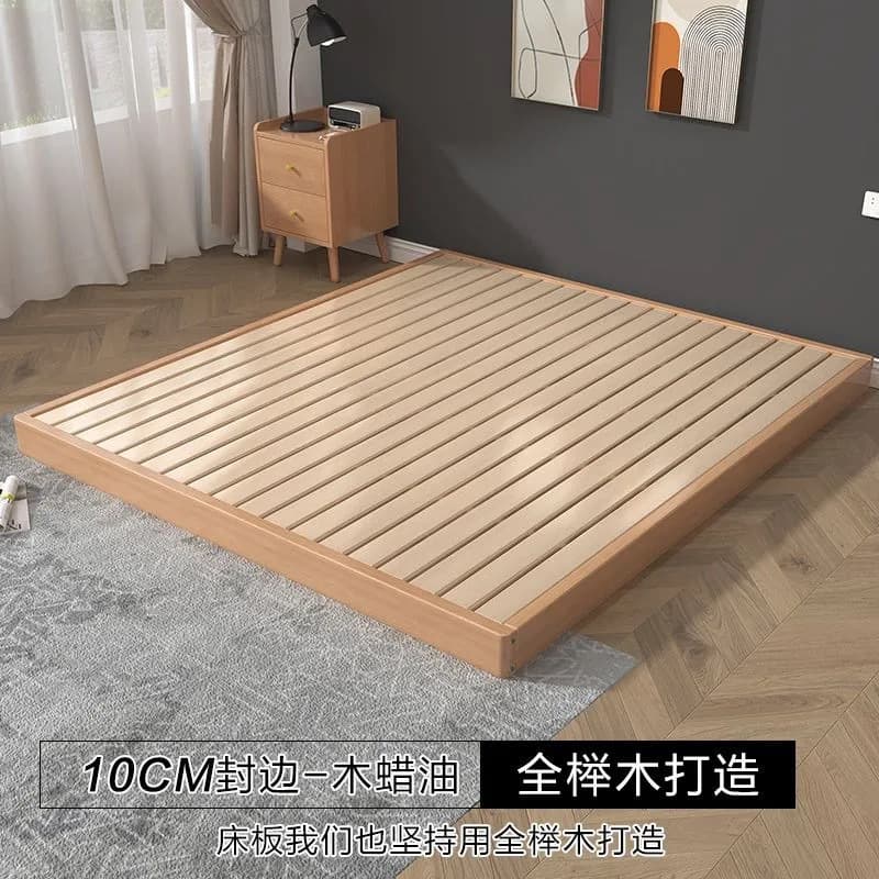 Upgraded edge-sealed, 10cm high, wood wax oil finished beech wood bed slats, 1cm thick + frame structure