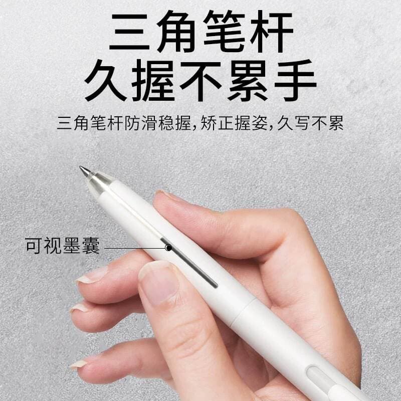 Maihe's New Low Center of Gravity Retractable Gel Pen for Students with Triangular Grip, Simple Style Black Carbon Pen 3