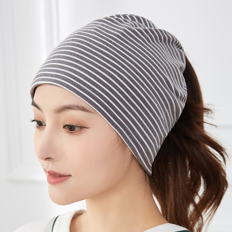 German velvet gray strip stacking cap [a variety of wearing methods]]