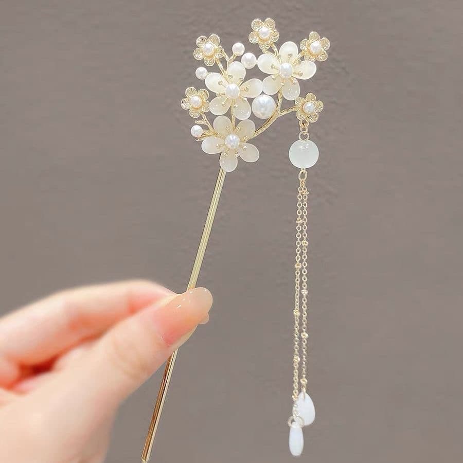 90# fringed hairpin-three flowers