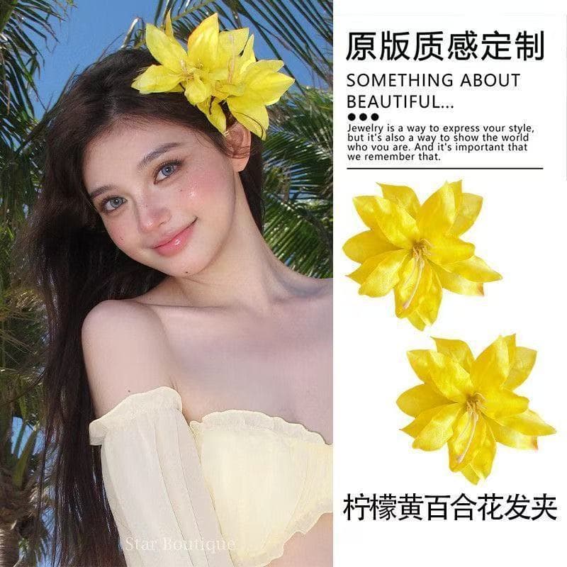 5594 lily flower hairpin-yellow