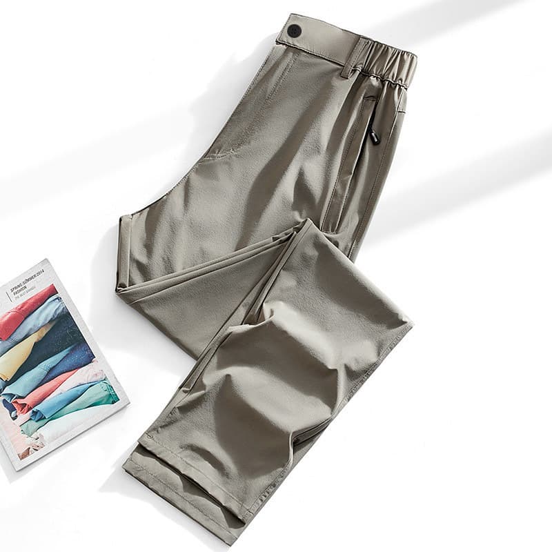 Khaki waist ice silk high elasticity