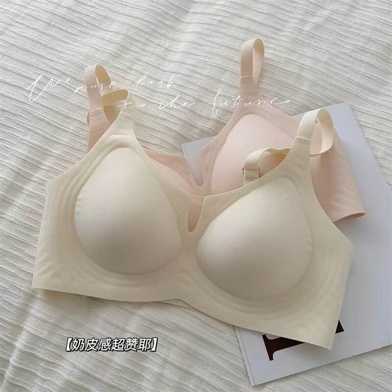 Nipple Cartoon Traceless Underwear Women's Large Chest Showy Small Chest Gathering and Tucking-up Anti-hanging Jelly Lara Bra 1