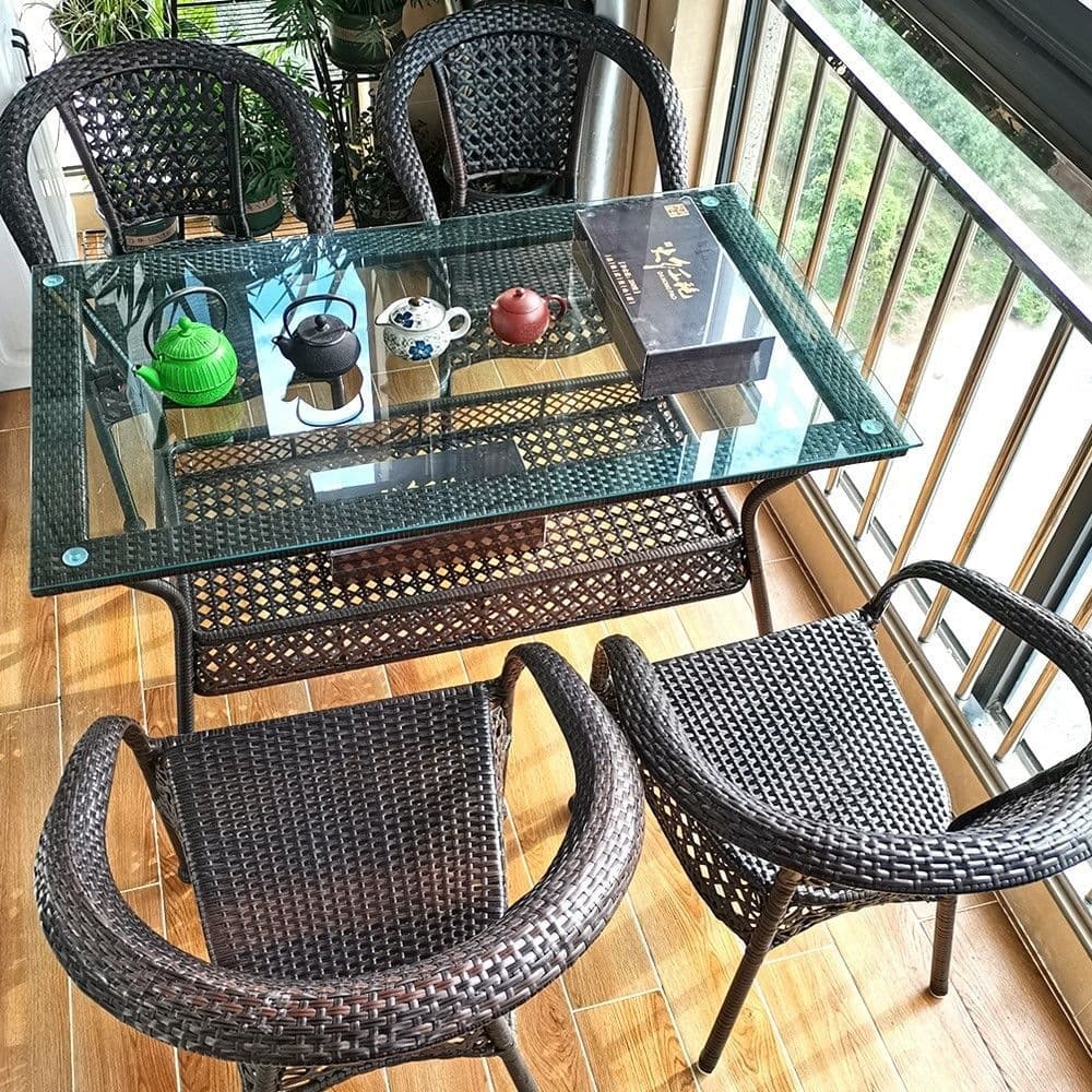 120*70 storage rectangular table + 4 chairs with cushions