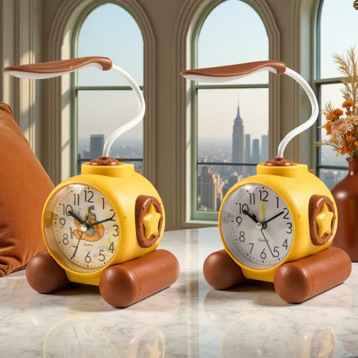 [yellow-brown mirror random] submarine clock table lamp with battery