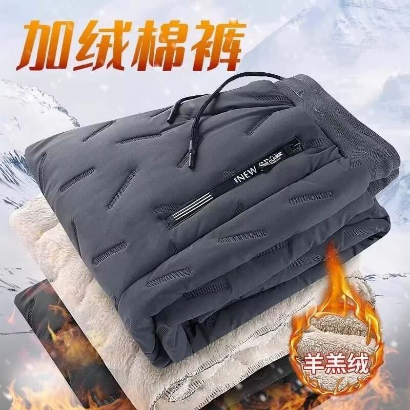 Men's Lamb Wool Pants, Fleece-Lined and Thickened Casual Pants, Suitable for Middle-Aged and Elderly, Outdoor Cotton Pants, Plus-Size, Cold-Proof, Warm Sports Pants 1