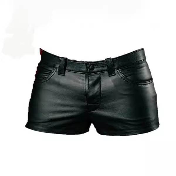 2024 new explosions wish Amazon best selling European and American solid color PU casual men's short leather pants a generation of PK06 4