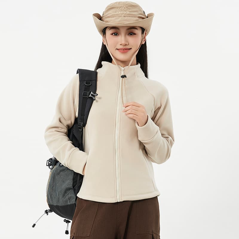 Stand collar khaki