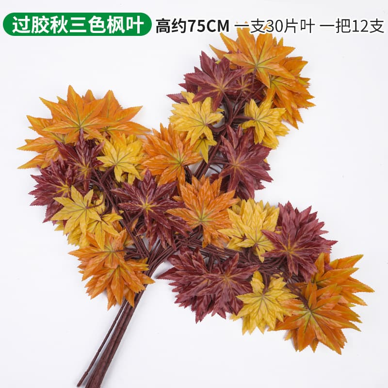 Glue three-color autumn maple leaf single