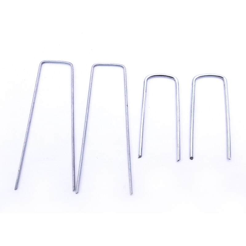 U-Shaped Ground Nails, Weed Barrier Fabric Nails, U-Shaped Nails, Steel Wire Ground Nails, Galvanized Slanted Ground Nails for Lawns, Gardening Fasteners 5