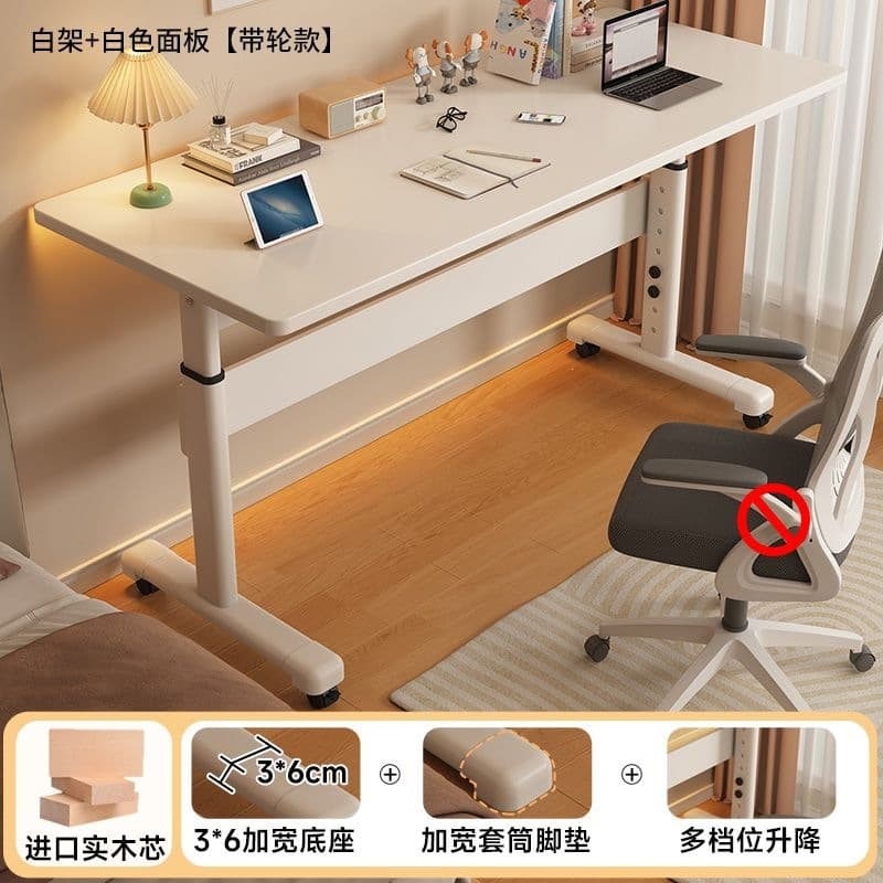 Solid wood wheeled model [white frame | white desktop] delivered to your door
