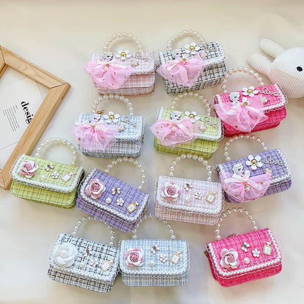 Cross-Border Supply of New Korean-Style Children's Bags Wholesale Crossbody Bags Girls' Pearl Handbags Little Girls' Shoulder Bags