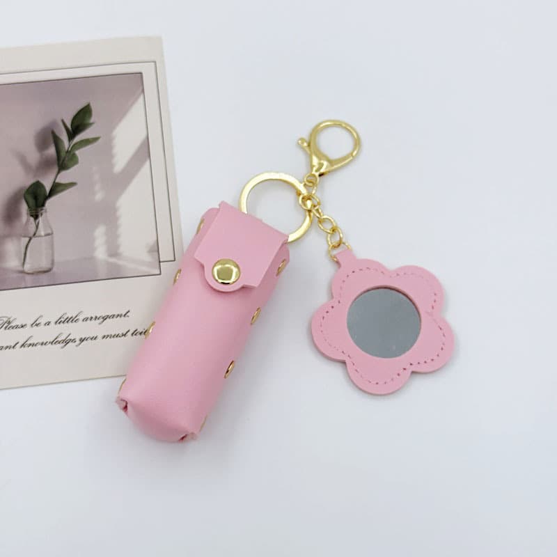 Rivet flower style lipstick bag [pink]