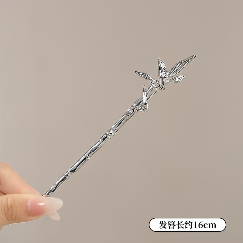Hairpin glossy bamboo section-silver
