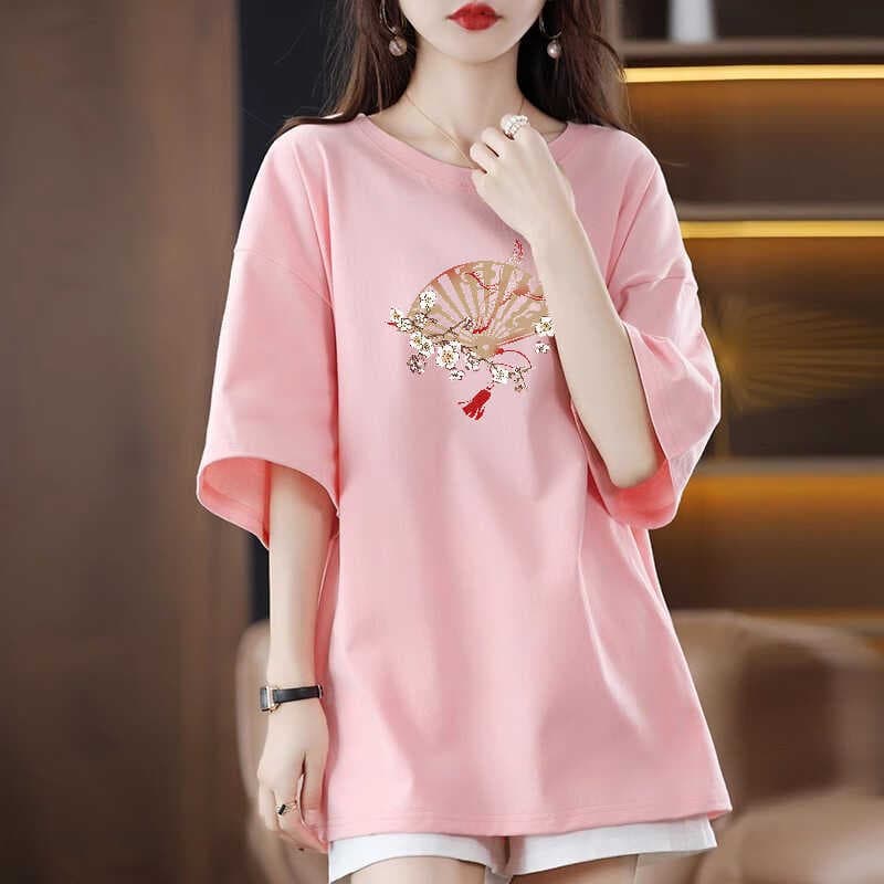 51 pink [medium] classical plum blossom fan
