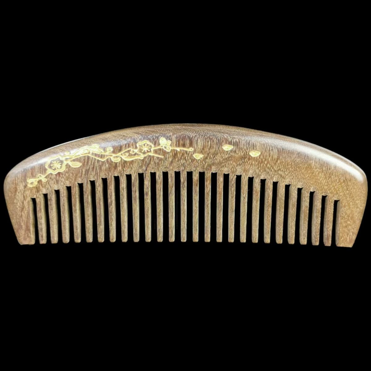 Golden green sandalwood 17cm moon-shaped gold-painted wide teeth