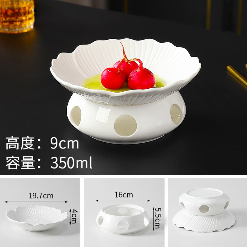 8inch flower-shaped soup plate with round hole stove (20 candles included)