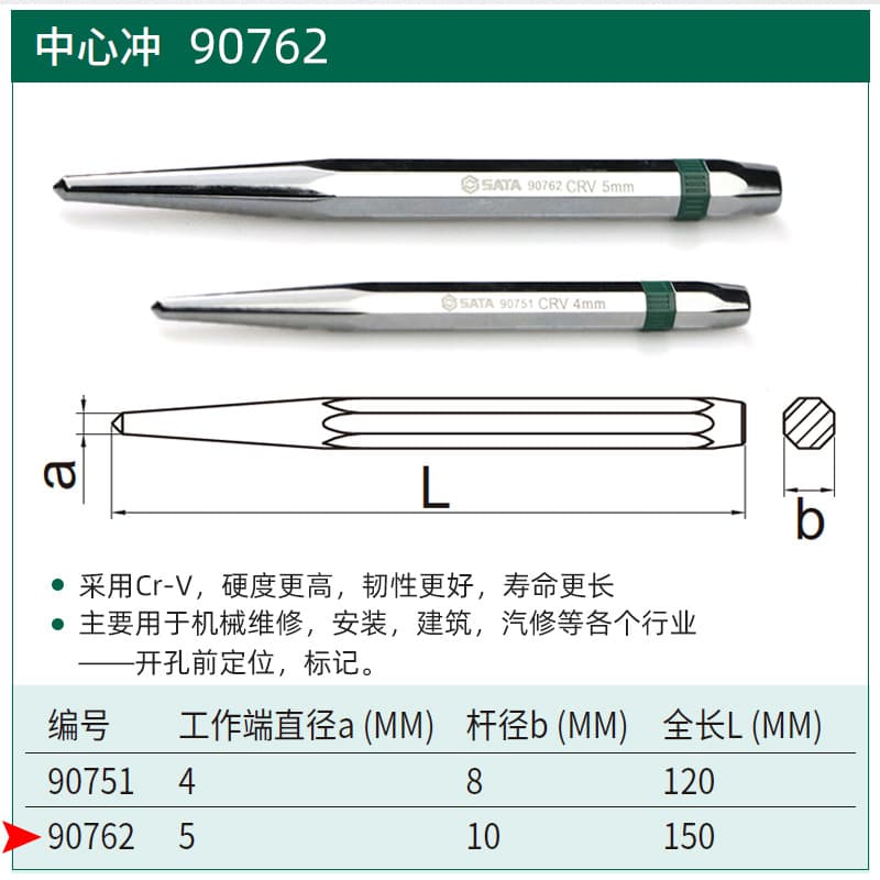 90762 center punch 5x150MM