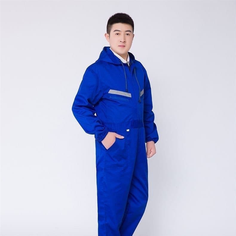 Hooded royal blue - poly-cotton blend