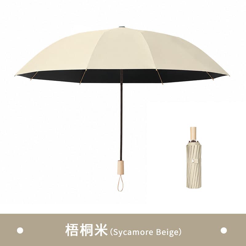 [solid wood handle] jiuhé version eight-bone manual umbrella - for both sunny and rainy days - wutong rice