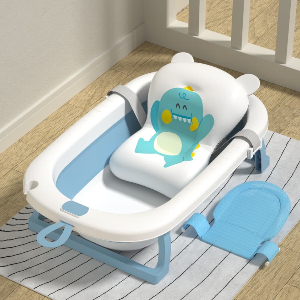 TC Ordinary-Sky Blue + Dinosaur Bath Mat + T-shaped Bath Net