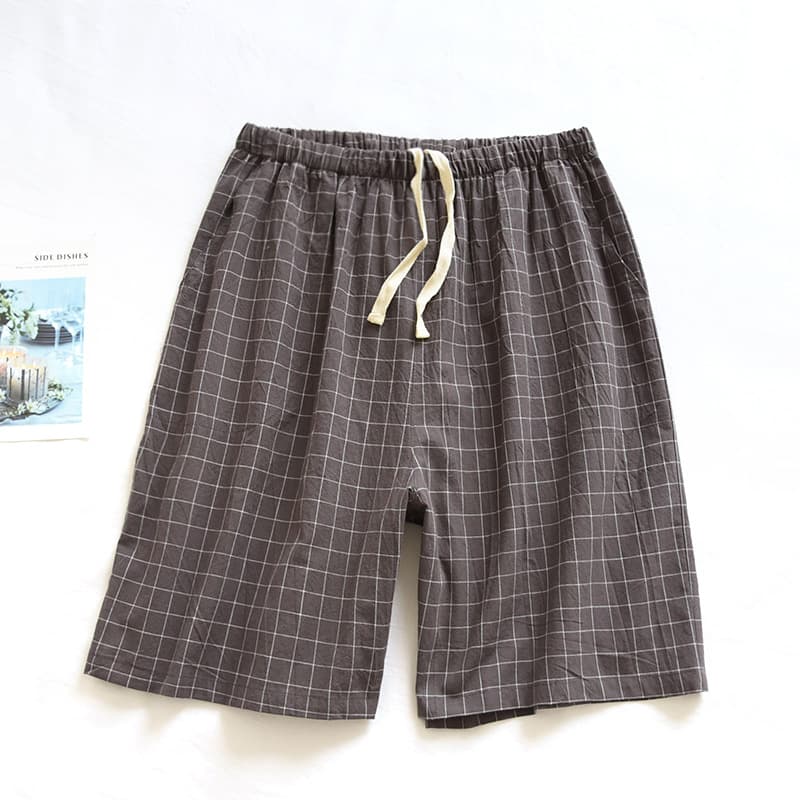 Single-line men's gray-washed cotton shorts