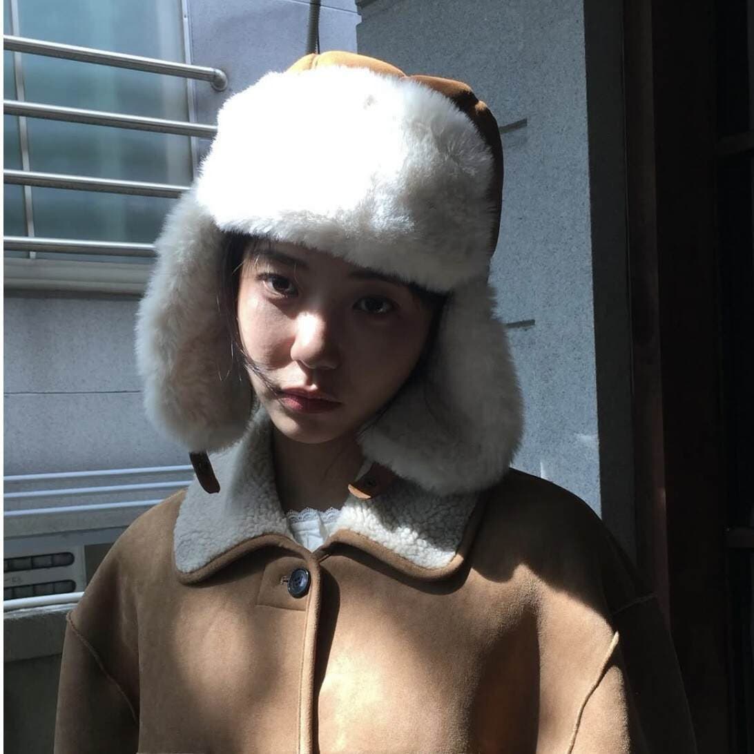 Ins Fleece-Lined Thick Warm Camel-Colored Aviator Hat Anti-Freeze Ear Protection Flight Gloves Set Versatile Thick Suede Hat 2