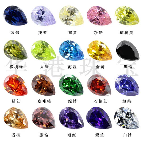Huagang Gem 5A Pear-shaped White Color Zircon Diamond Bare Stone Surface Pointed Bottom Drop-shaped Artificial CZ Hao Stone
