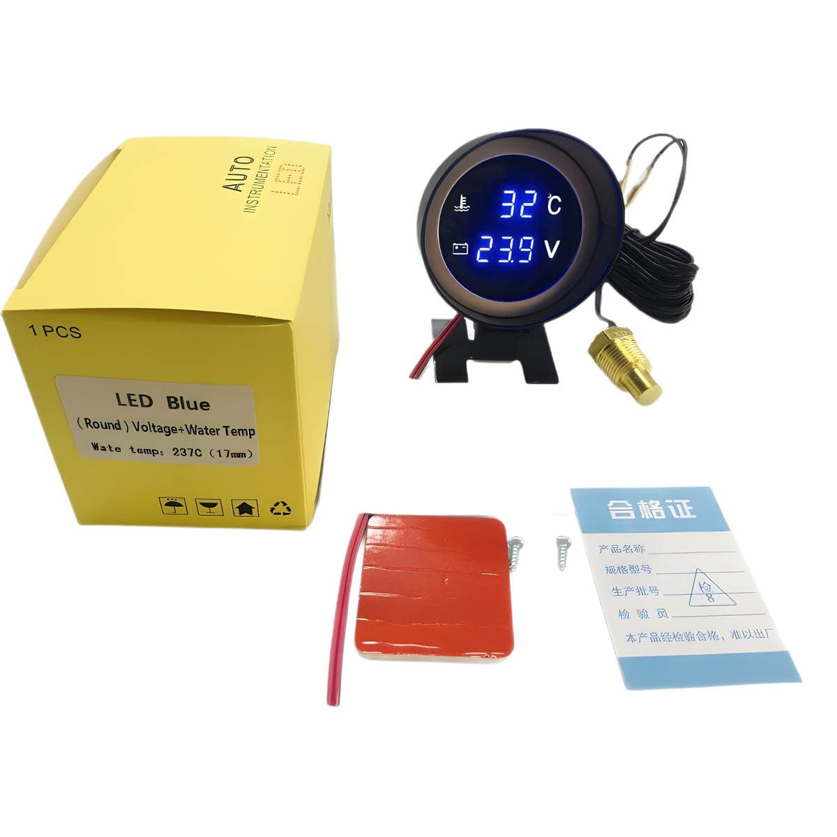 Universal 12V/24V rəqəmsal dairəvi su temperaturu göstəricisi, yük maşınları və kənd təsərrüfatı texnikası üçün, 3m kabel ilə 5