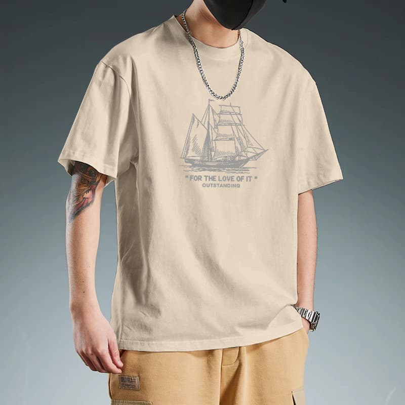 Khaki cotton short sleeves-2477