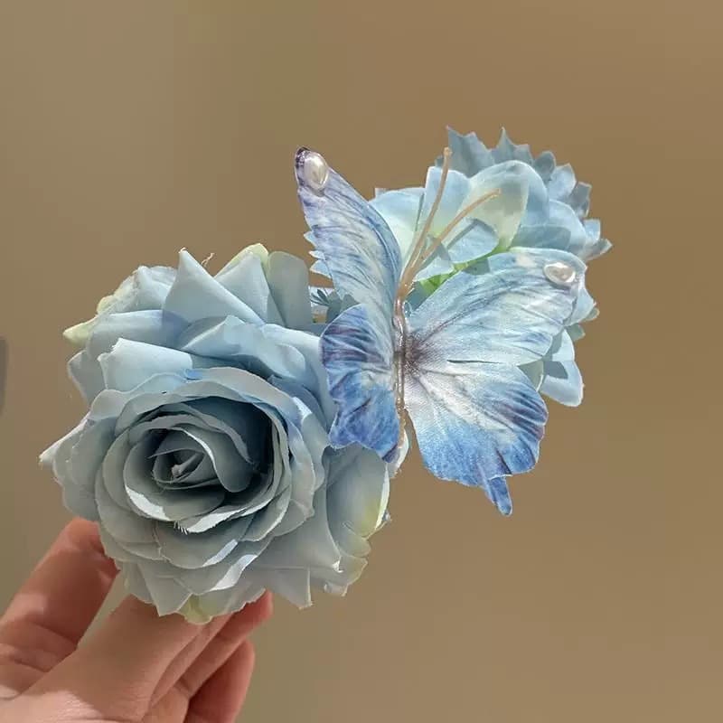 Blue flower hairpin