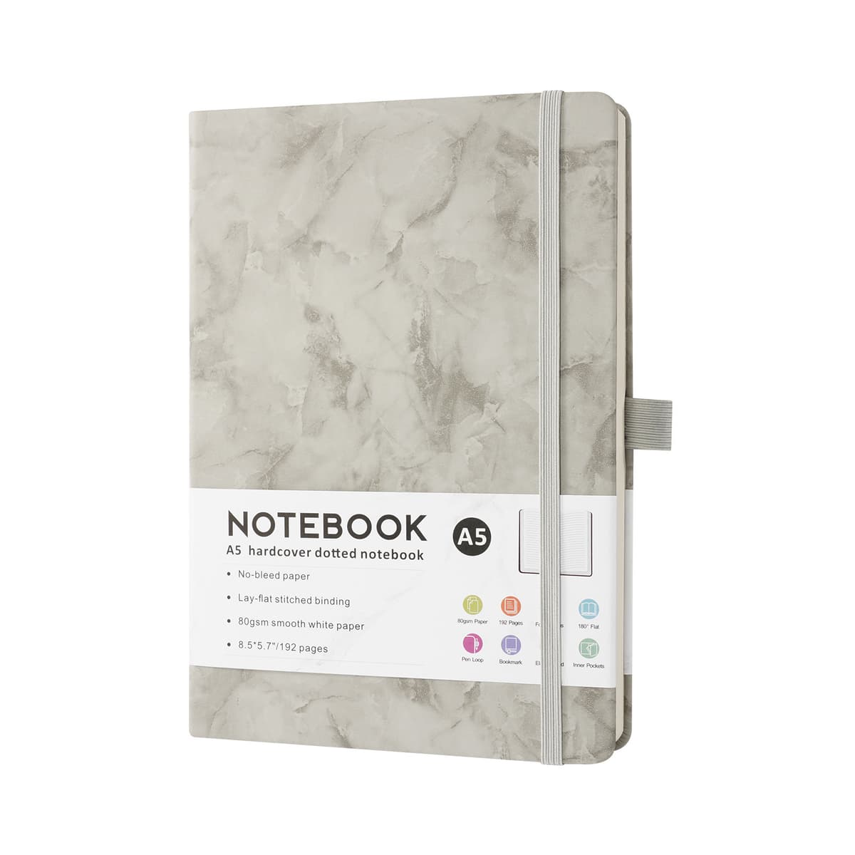 Gray marble pattern a5 strap book