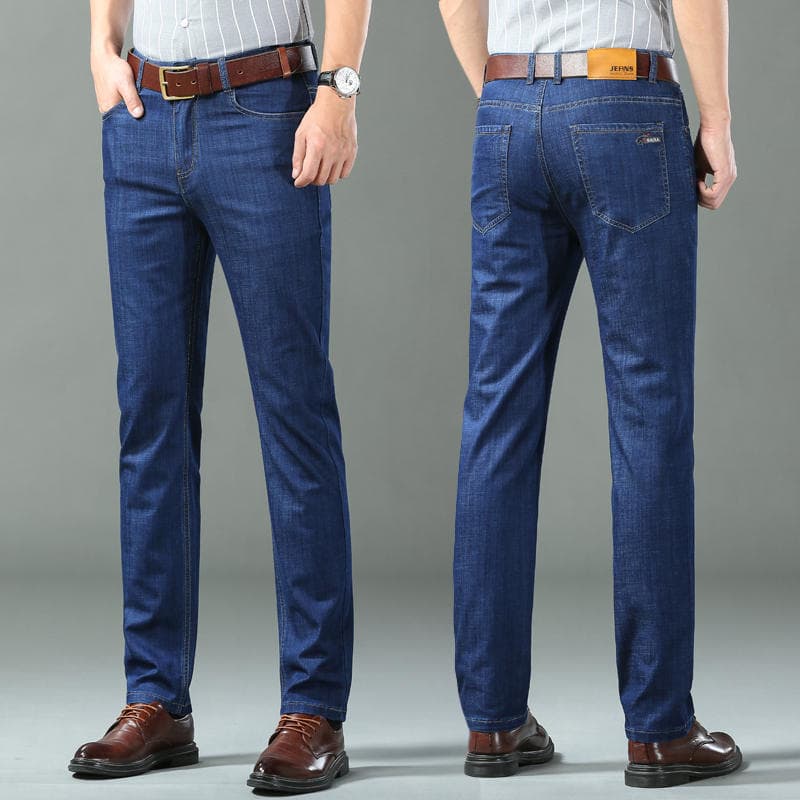 Summer Thin Ice Silk Jeans for Men, High-Quality Korean Style Versatile Trousers, Loose Elastic Straight Business Casual Pants 4