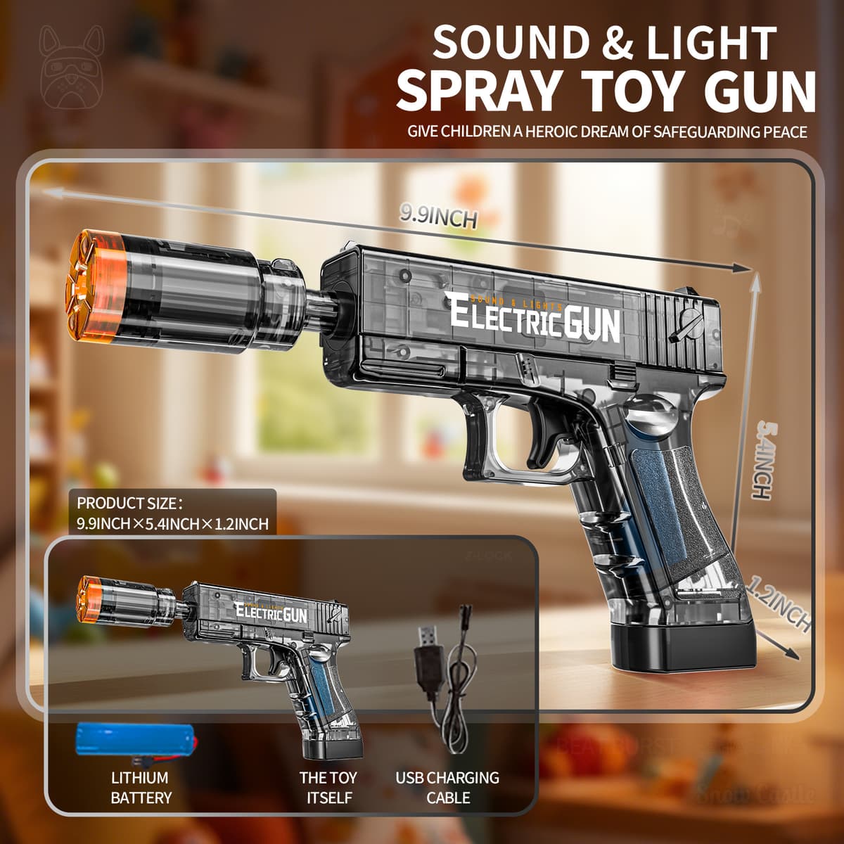 Glock linkage spray version sound and light gun-transparent black (color box)