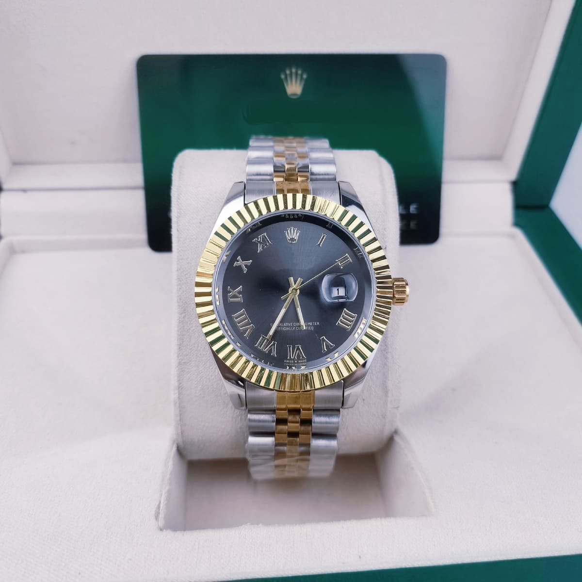Log imitation mechanical roman gold and black