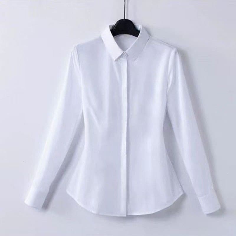 White square collar long sleeves with concealed buttons