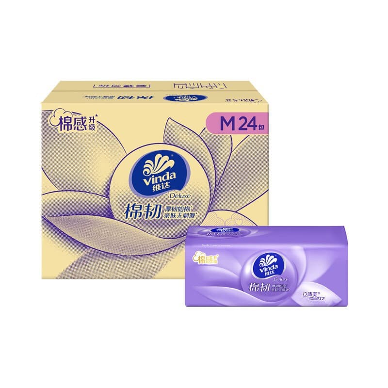 [24 packs/box m size] vinda cotton tough 100 draws