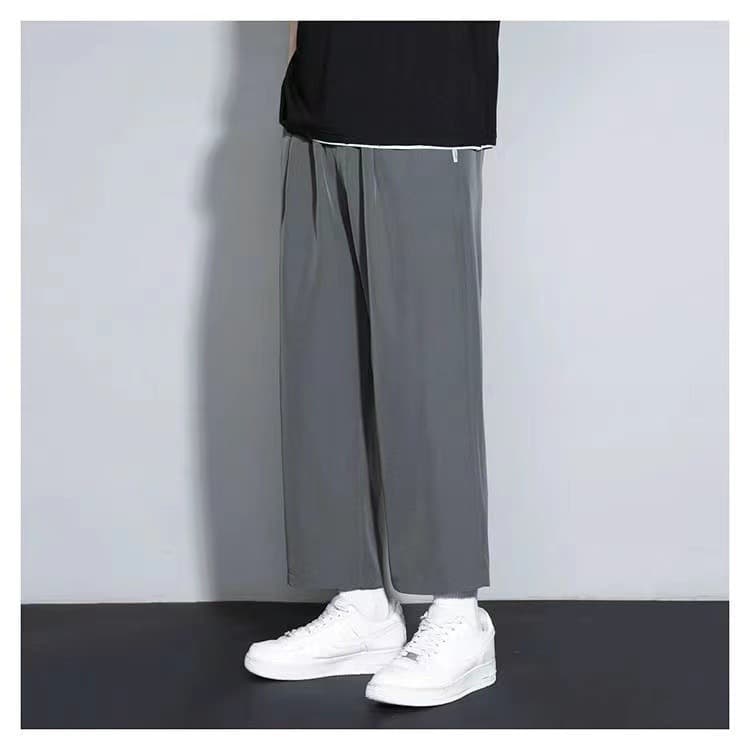 Four-sided straight-leg pants dark gray