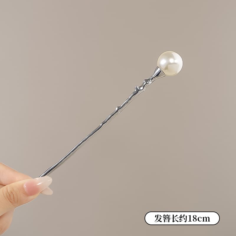 Big pearl hairpin-silver