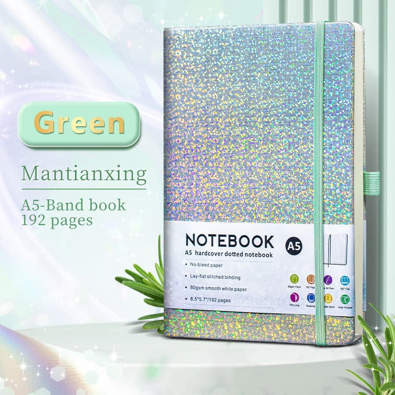 Silver gypsophila a5 strap notebook