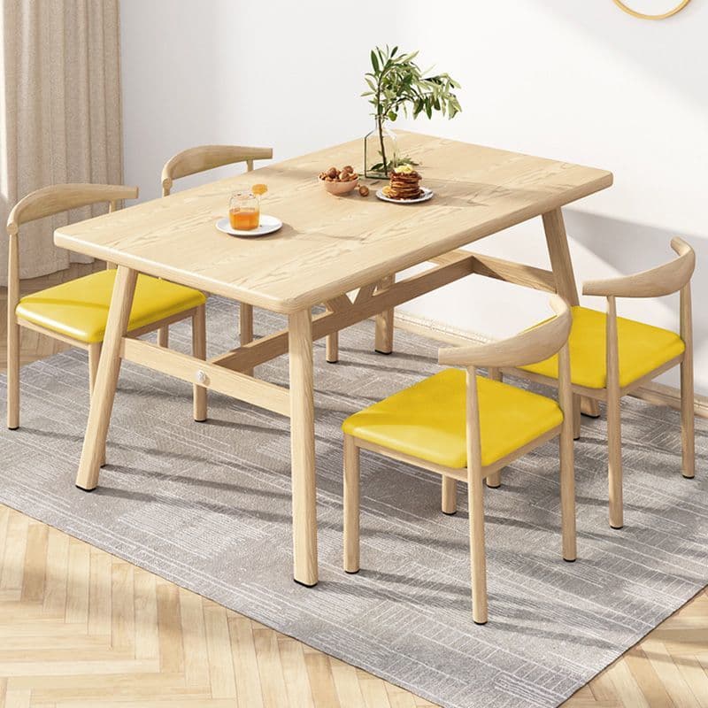 Log color 120*60 table and four chairs [yellow leather]