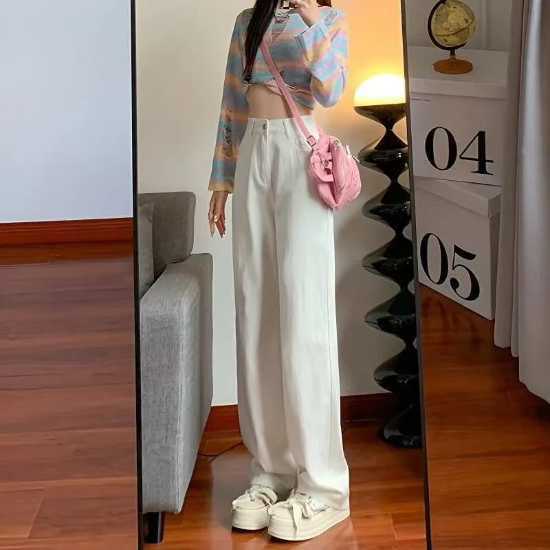 Women's white wide-leg jeansl(recommended 55-60kg )2615302