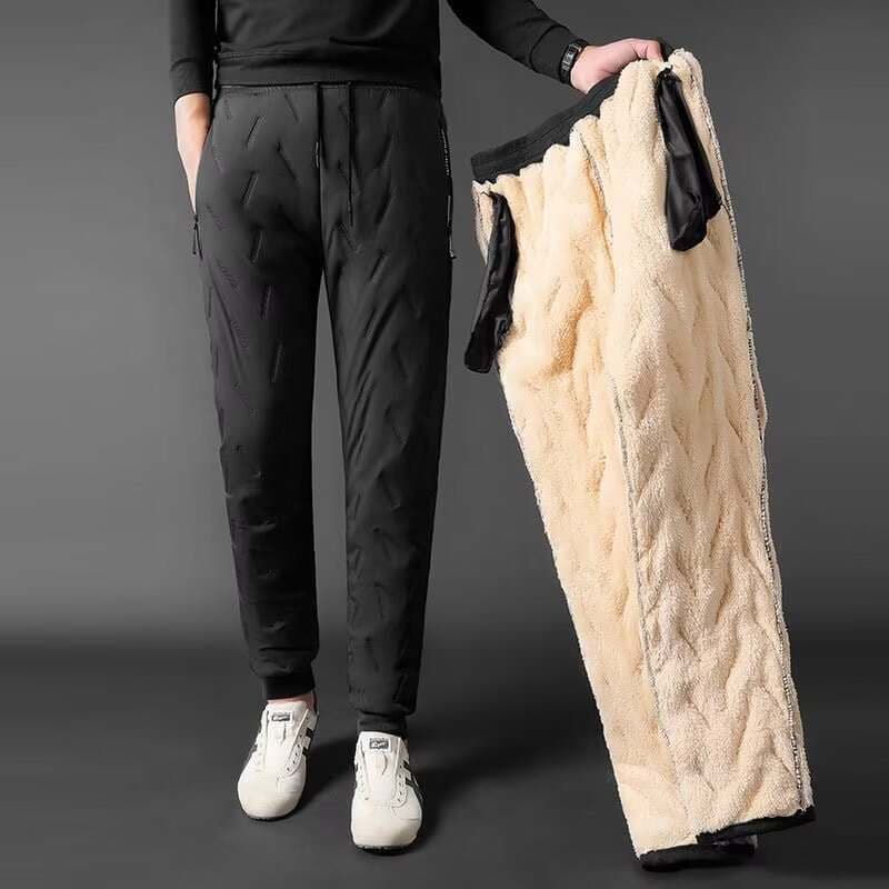 Men's Lamb Wool Pants, Fleece-Lined and Thickened Casual Pants, Suitable for Middle-Aged and Elderly, Outdoor Cotton Pants, Plus-Size, Cold-Proof, Warm Sports Pants 3