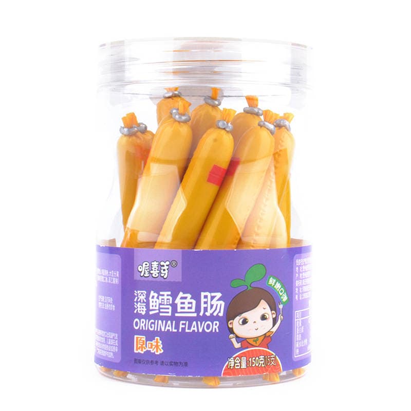 Oh, Xi ya deep sea cod sausage 150g/canned fish sausage 15 children's snacks ham sausage shrimp corn flavor 2